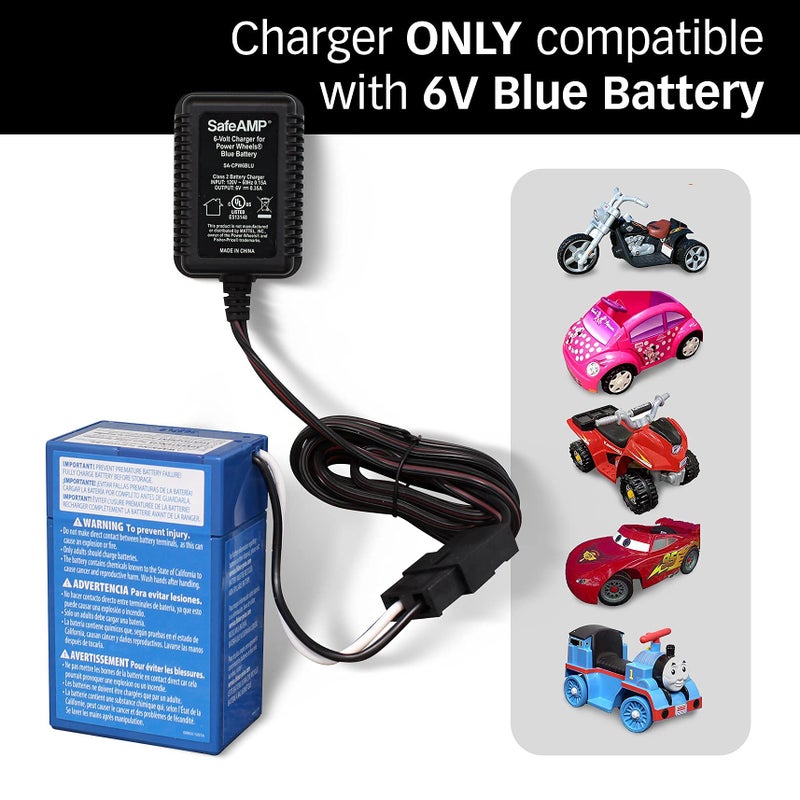 SafeAMP Replacement 6-Volt UL Listed Charger for Fisher-Price Power Wheels Toddler Blue Battery Models 00801-1230 - 00801-1457 - 00801-1868 - 00801-1900 - 00801-0336 - Image 4